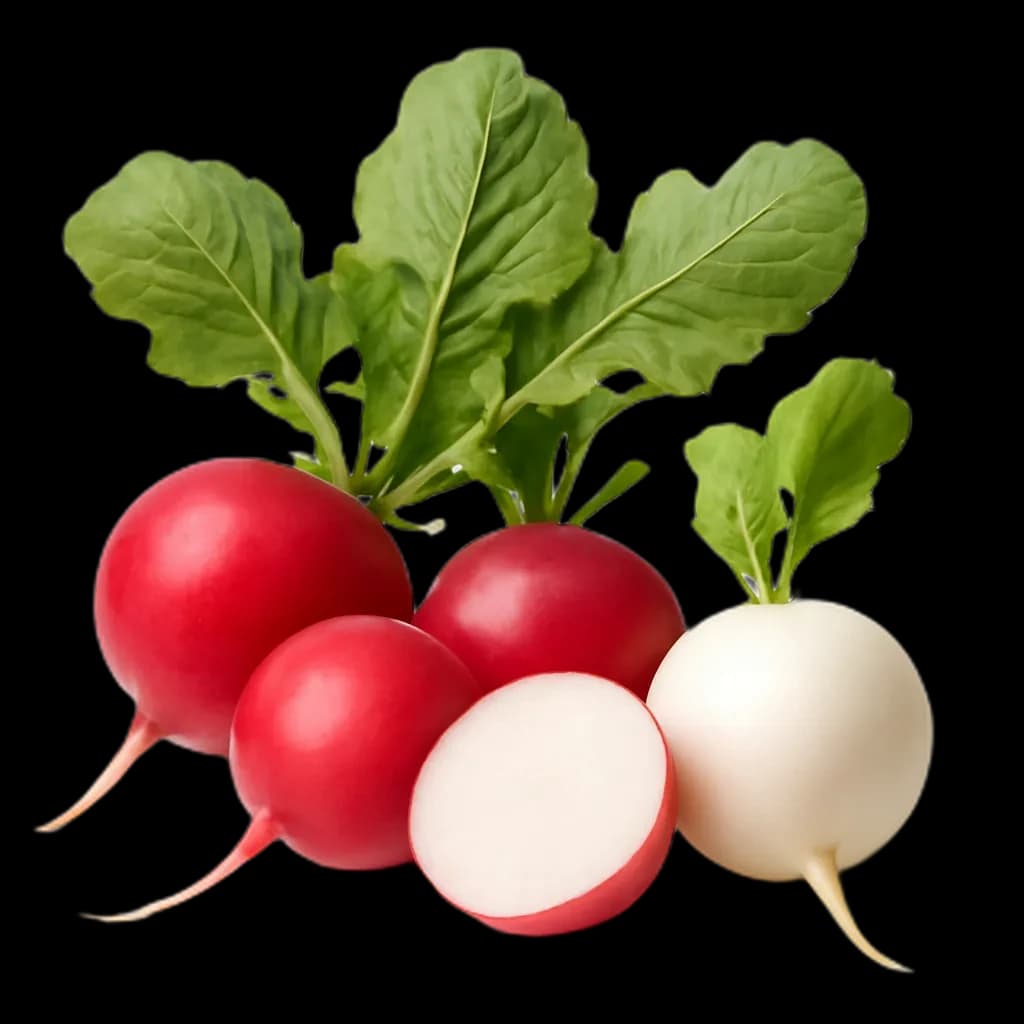 Radish (especially red and white varieties)